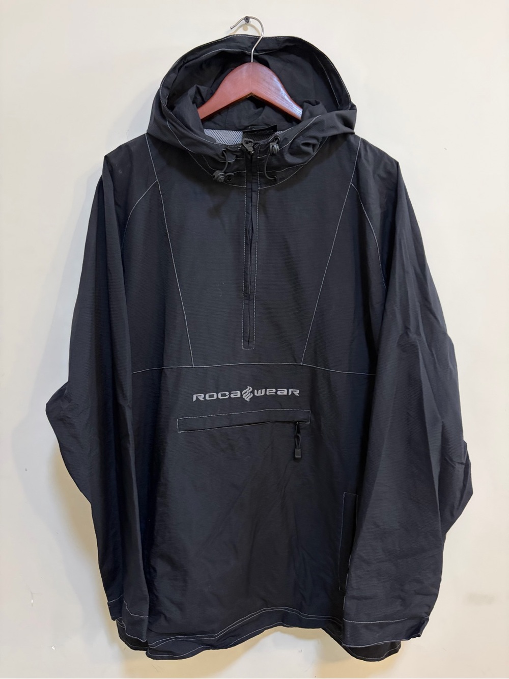 Vintage Y2K Rocawear Black Anorak Pullover Jacket Embroidered Logo
